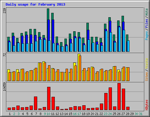 Daily usage for February 2013