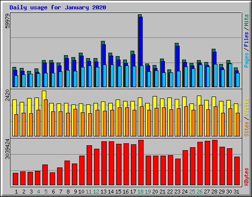 Daily usage for January 2020