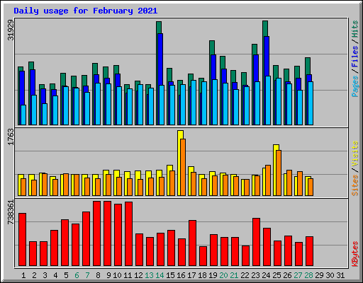 Daily usage for February 2021