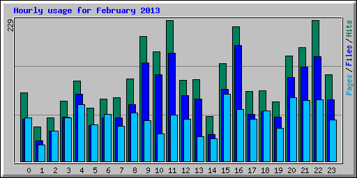 Hourly usage for February 2013